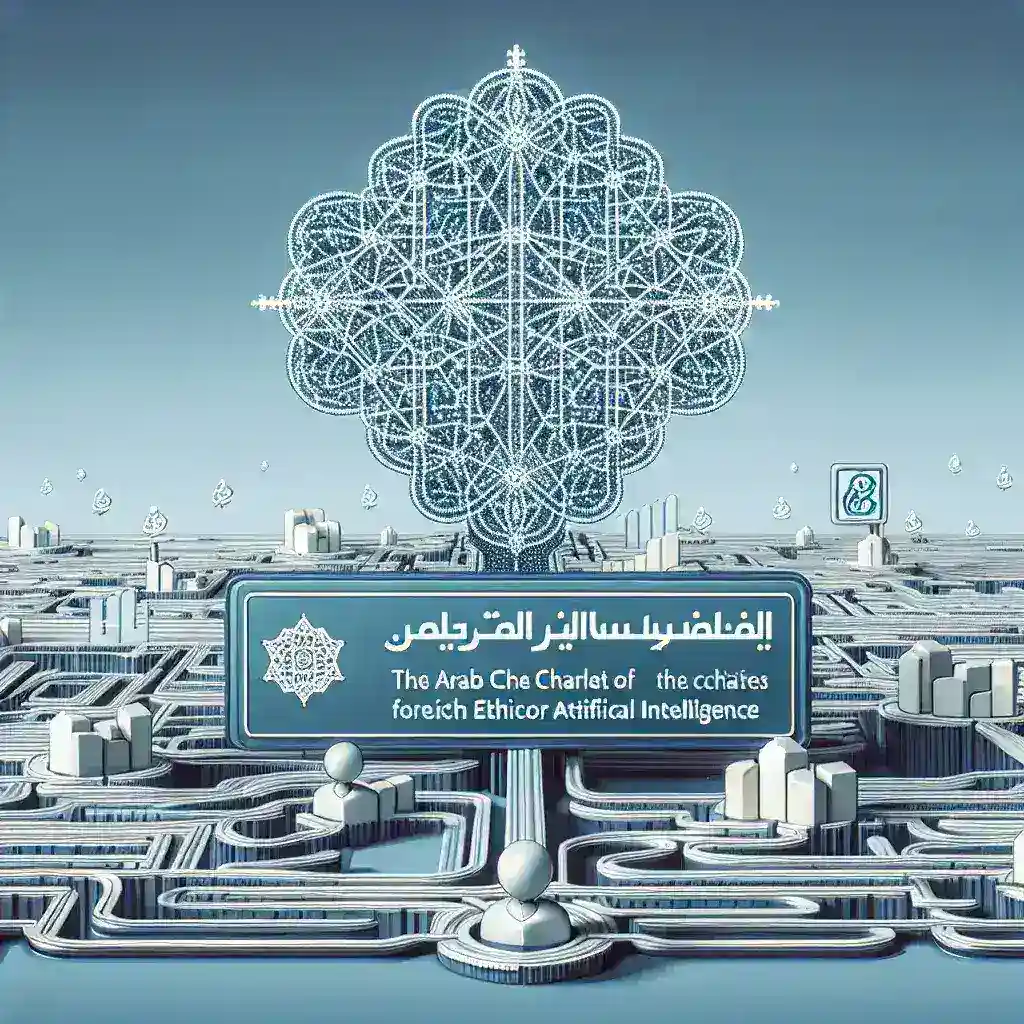 "صورة توضح تحديات الميثاق الأخلاقي العربي للذكاء الاصطناعي وآليات تطبيقه، حيث تعرض الرسوم البيانية وأشكال توضيحية حول الأخلاقيات والتقنيات الحديثة في مجال الذكاء الاصطناعي."