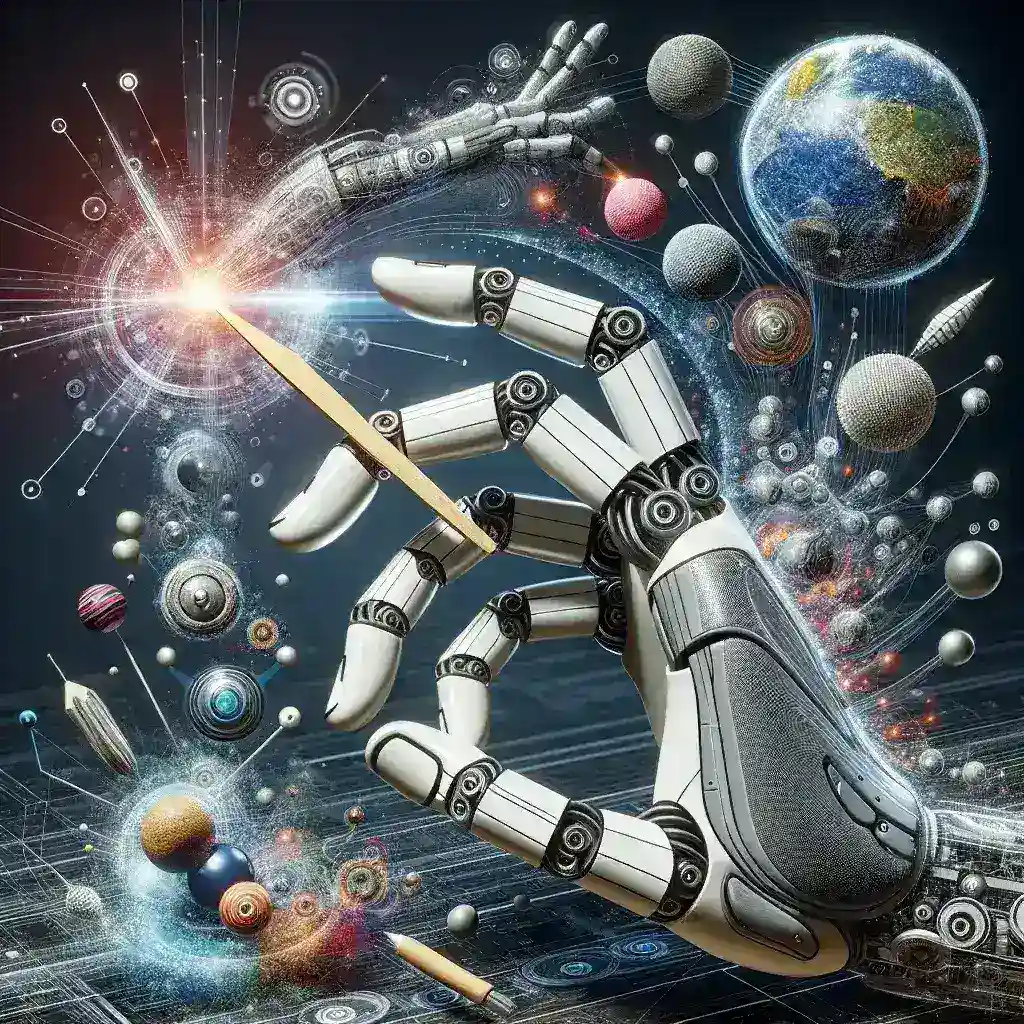 "نظام ذكاء اصطناعي يجمع بين الرؤية واللمس للروبوتات، يوضح تقنية دقيقة تمنح الروبوتات القدرة على التعامل مع الأشياء بدقة بشرية."